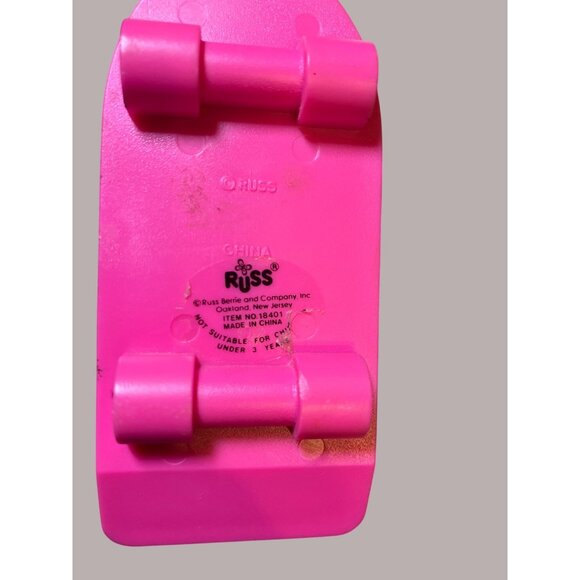 Russ Troll Doll On Skateboard With Pink Hair & Patterned Shirt - Picture 9 of 10